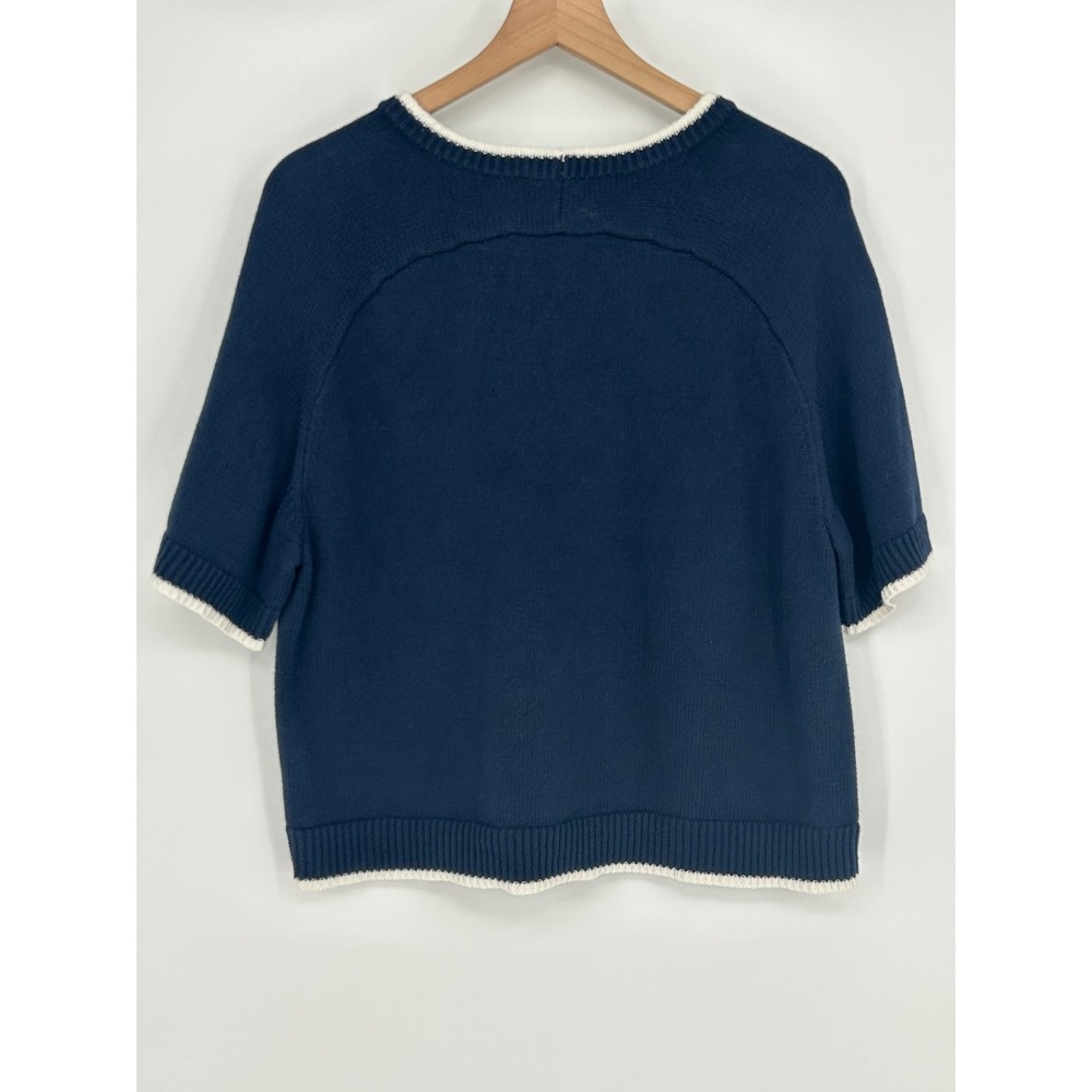 Abercrombie & Fitch Navy Blue Crew Sweater Tee In Women's Large-Boxy Fit Knit - Picture 3 of 11